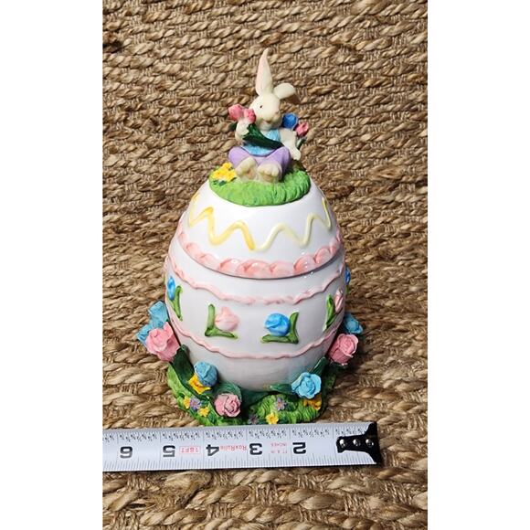 Long Rich Easter Egg Jar With Spring Flowers At Base 8.5" X 5" Holiday Decor - Picture 10 of 10